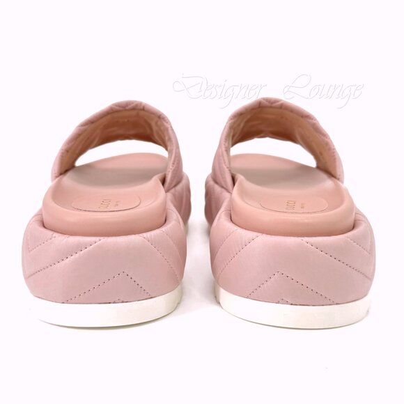 NEW GUCCI Angelina Quilted GG Logo Pink Nylon Platform Sandals EU 39 US 9 - Picture 10 of 11